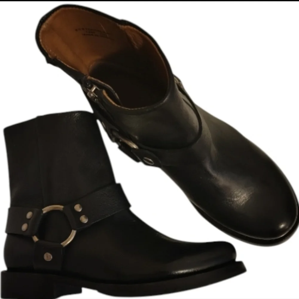 Frye Women’s Veronica Flex Harness Boots – Black Leather – Size 8.5 - Picture 1 of 15